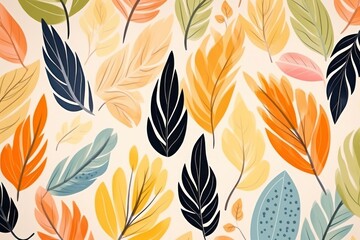 Botanical Elegance: Abstract Foliage Illustration on a Background Canvas. Generative AI