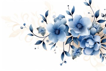 Fototapeta na wymiar Botanical Elegance: Blue Abstract Foliage Illustration on a Background Canvas. Generative AI