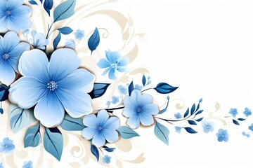 Botanical Elegance: Blue Abstract Foliage Illustration on a Background Canvas. Generative AI