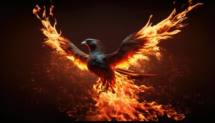 Molten Liquid Bird: Phoenix Rising from Lava - obrazy, fototapety, plakaty