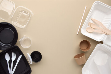 Plastic vs biodegradable take out food containers