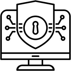 Cyber Security Icon. Secure Digital Network Symbol Stock Illustration. Vector Line Icons For UI Web Design And Presentation