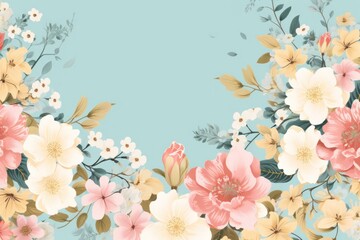 Botanical Elegance: Blue Abstract Foliage Illustration on a Background Canvas. Generative AI