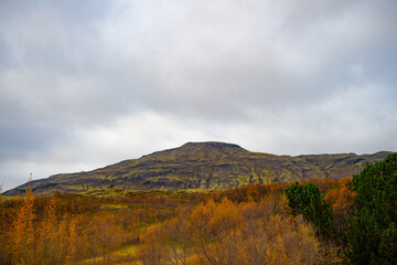 nature of iceland. fall nature season. autumn landscape of mountain in nature. ridge of mountain. autumn mountain landscape