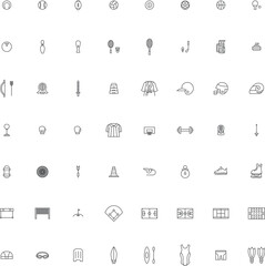 シンプルなスポーツ用品の線画アイコンセット
