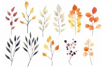Botanical Elegance: Autumn leaves Abstract Foliage Illustration on a Background Canvas. Generative AI