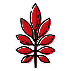 Isolated colored autumn leaf sketch icon Vector