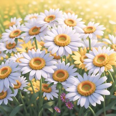 Fototapeta premium A vibrant bouquet of mini majestic daisies 3D backgrounds