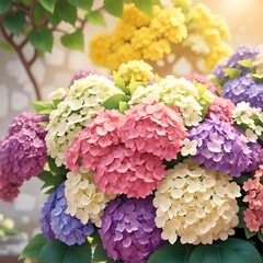 A vibrant bouquet of majestic hydrangeas background