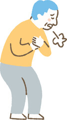 胸が痛む高齢の男性_色