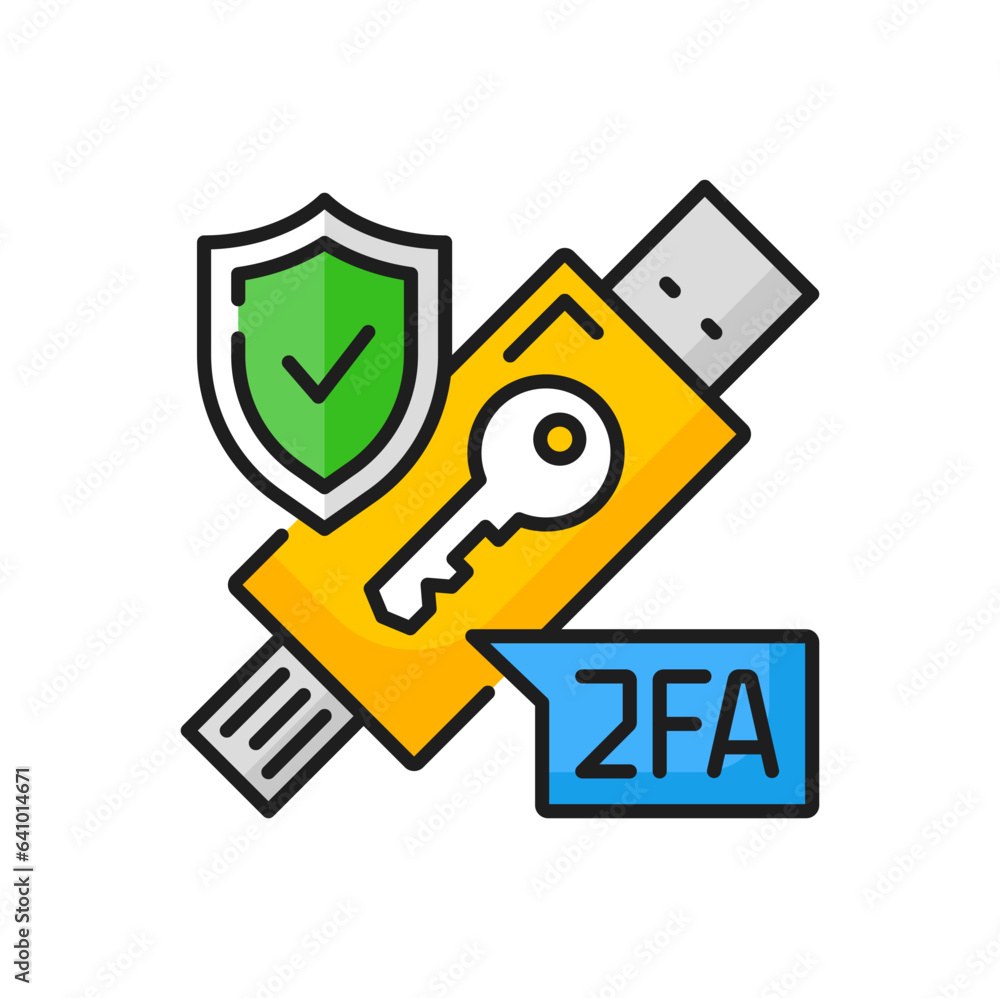 Aufkleber Flash drive two step verification, information protection color icon. Vector secure password verification with two-factor authentication. 2fa checking