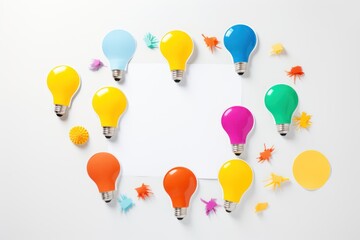 Illuminating Ideas: Lamps Symbolizing Creativity in Flat Layout. Generative AI