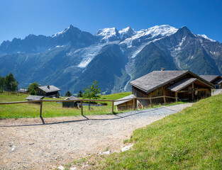 Fototapeta na wymiar The Mont Blanc massif and Aiguille du Midi - Les Houches - Parc de Merlet