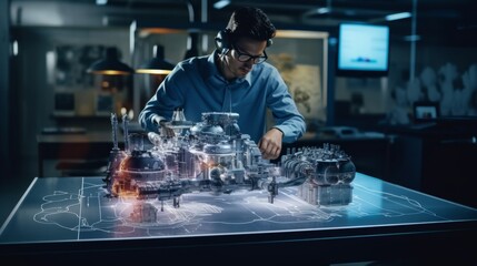 Engineer developing innovative technology by AI generate.