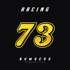 Racing Number 73 Vector Design Template