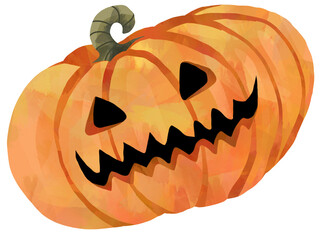 Watercolor Halloween Pumpkin Hand Draw