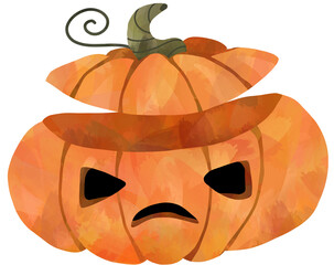 Watercolor Halloween Pumpkin Hand Draw