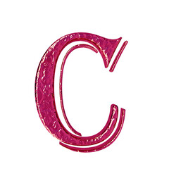 Fluted pink symbol. front view. letter c