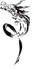 墨で描いたようなアートな和風の龍の装飾イラスト