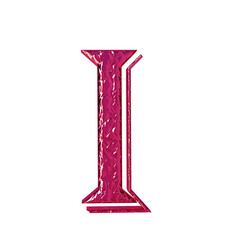 Fluted pink symbol. front view. letter i