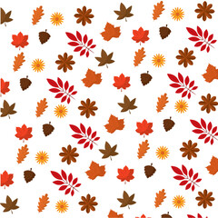 Obraz premium Seamless pattern background with autumn leaf icons Vector