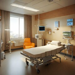 patient room in hospital, interior, clinic