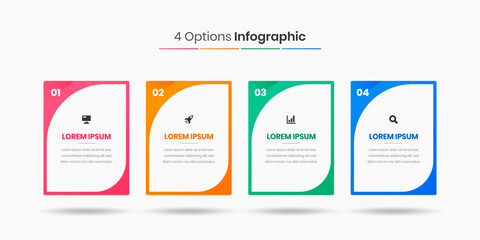 Vector Business Infographic Presentation Template with Abstract Design, 4 Numbers and Icons