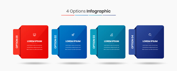 Vector Business Infographic Presentation Template with Abstract Design, 4 Options and Icons
