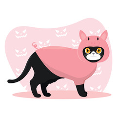 Isolated cute cat with a pig costume Vector