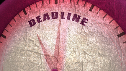 Analog clock with deadline text. Business concept.