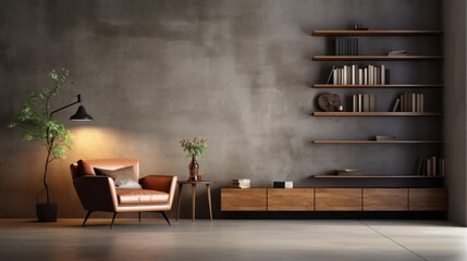 Interior room with lighting by generative AI illustration.