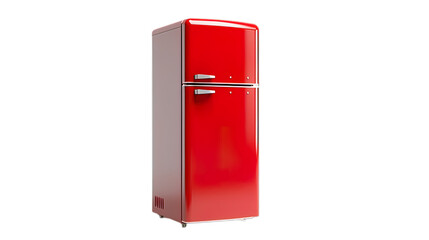 red refrigerator isolated on white background