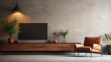 Interior room with lighting by generative AI illustration.