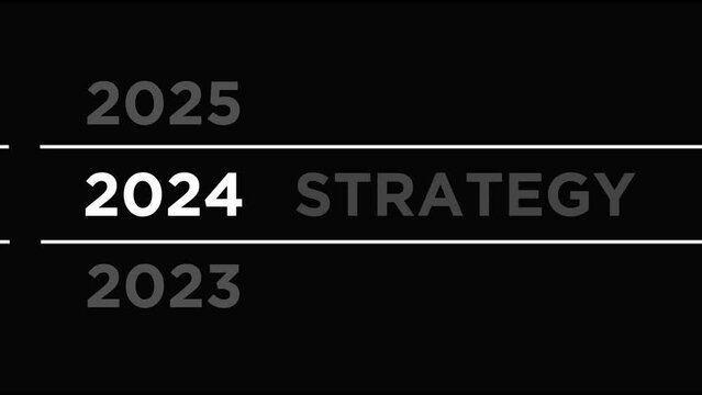 New year 2024 with strategy animation on dark background