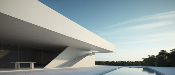 Obraz premium Luxury pool view house, hotel and resort by generative AI illustration.