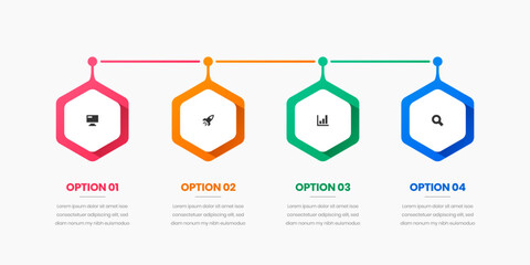Vector Business Infographic Presentation Template with Abstract Design, 4 Options and Icons