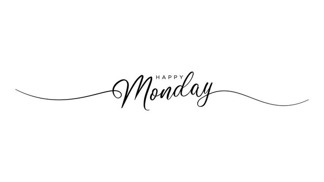 happy monday letter calligraphy banner animation footage 4k