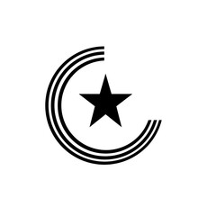 circle symbol with a star inside on a white background. for business purposes