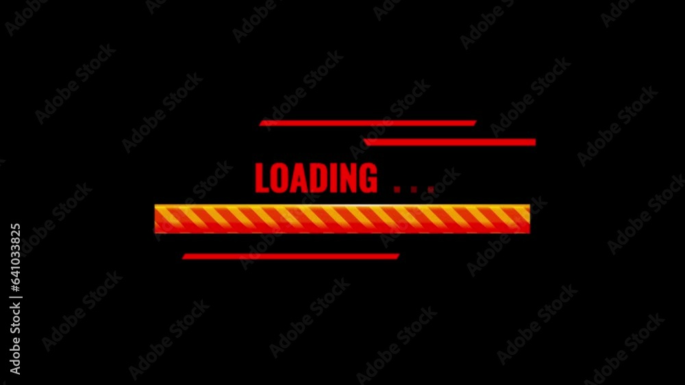 Poster loading bar screen progress animation video effect on dark background