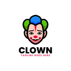 Vector Logo Illustration Clown Mascot Cartoon Style.