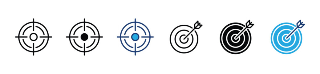 target icon. Target with arrow icon symbol. Target, goal, aim, sniper shoot icon symbol. Vector illustration