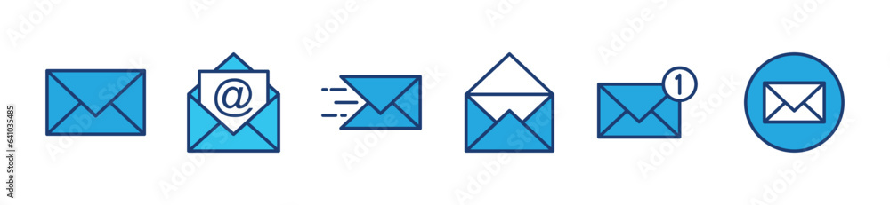 Poster mail icon set. email icon vector. e-mail, envelope, message icons symbol in thin line and flat style