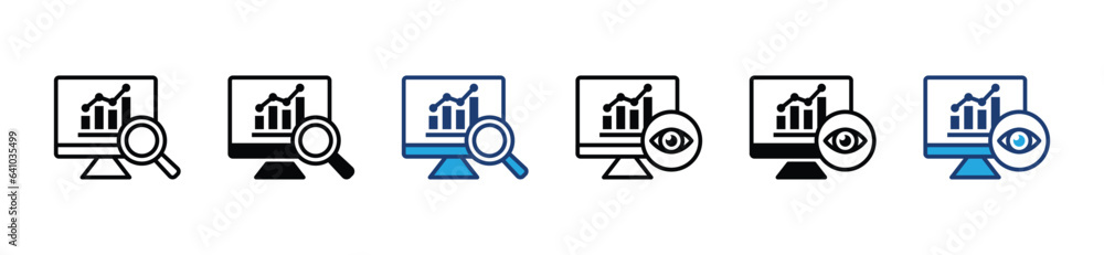 Poster data analytics monitoring icons set. seo monitoring, graph analysis, chart diagram, marketing, infog