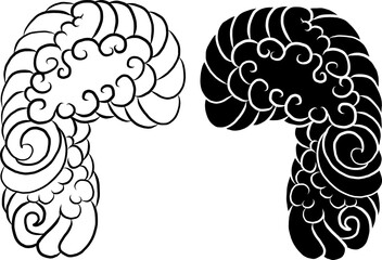 Japanese flower for coloring book.Vector illustration of Asian.Background design for tattoo idea.Peony and Chrysanthemum vector for ptinting on shirt.Stickers style.Chinese waves and clouds vector.