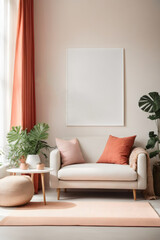 White blank poster mockup in vivid scandinavian style