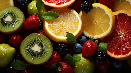 Background of various kinds of fresh fruit