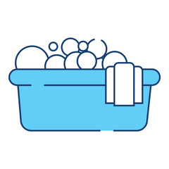 Isolated monochrome bucket with soap bubbles icon Vector