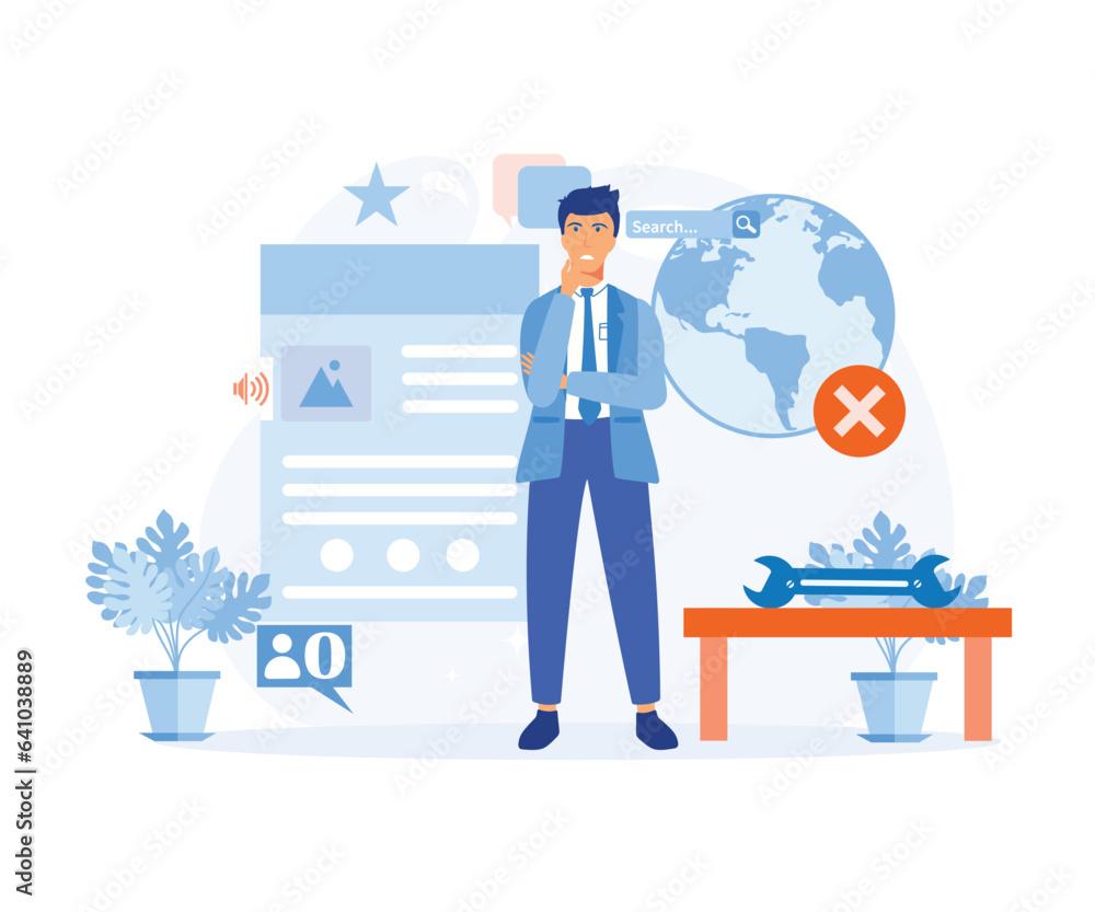 Poster blog promotion mistake. inefficient seo optimization. idea of search engine optimization for blog pr