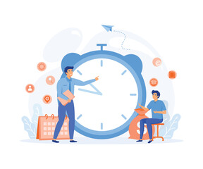 Time Management  for business Strategy. Good business process. Time control plan technology. flat vector modern illustration