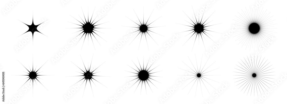 Aufkleber blinks and twinkles set. retro bling stars collection. abstract black starburst shine effect pack. d
